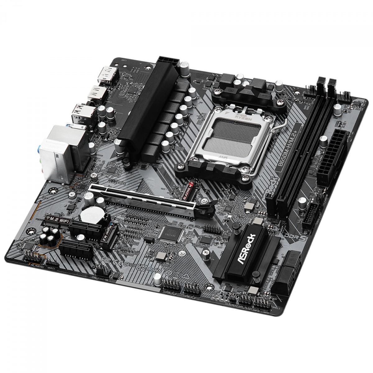 Placa Mãe ASRock B650M-H/M.2+, Chipset B650, AMD AM5, mATX, DDR5