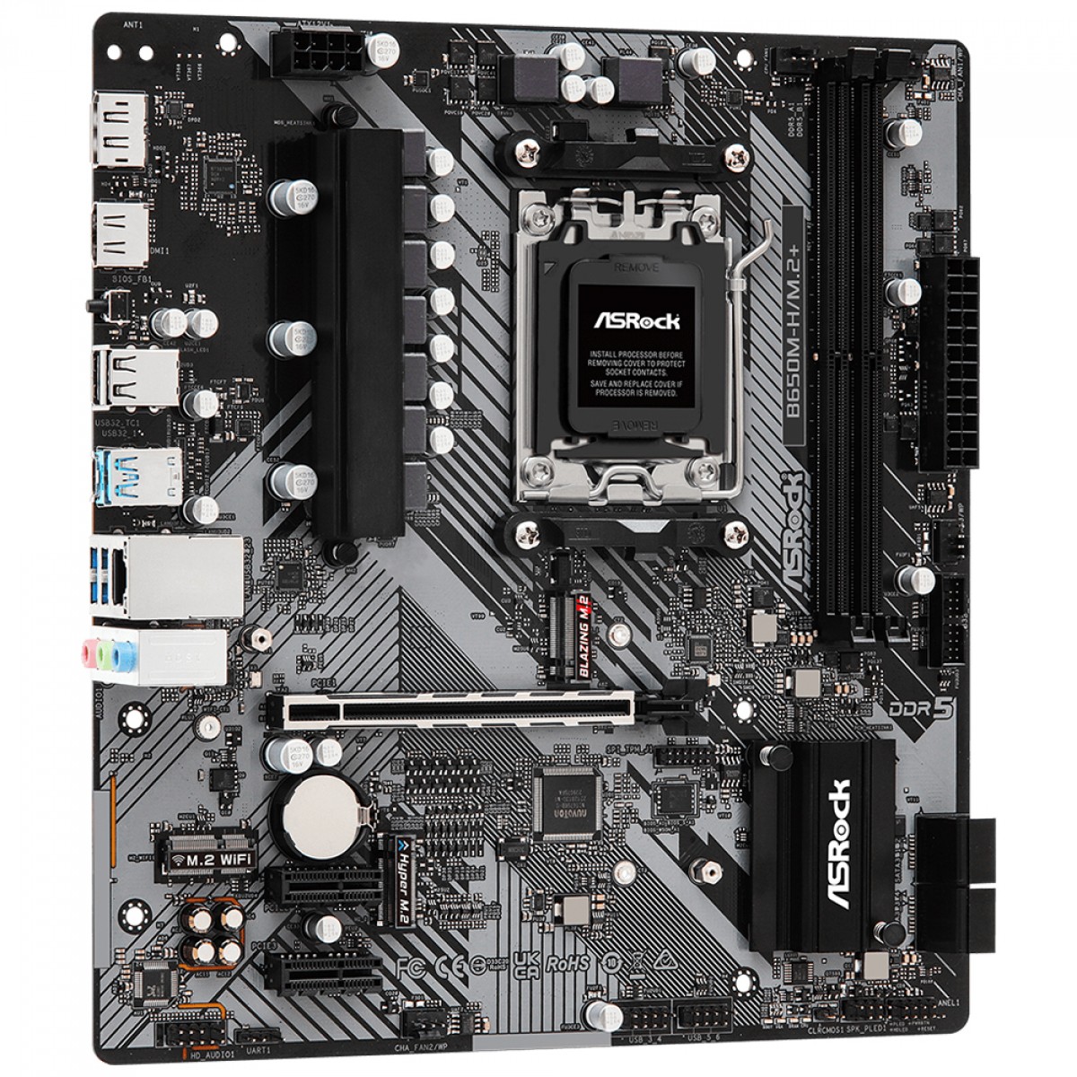 Placa Mãe ASRock B650M-H/M.2+, Chipset B650, AMD AM5, mATX, DDR5