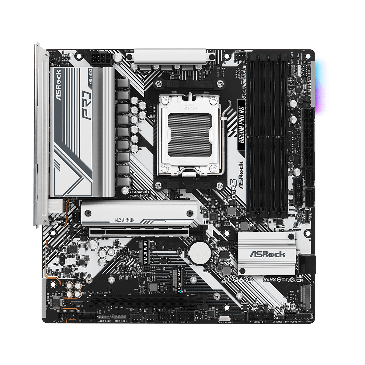 Placa Mãe ASRock B650M Pro RS, Chipset B650, AMD AM5, M-ATX, DDR5, 90-MXBLP0-A0UAYZ
