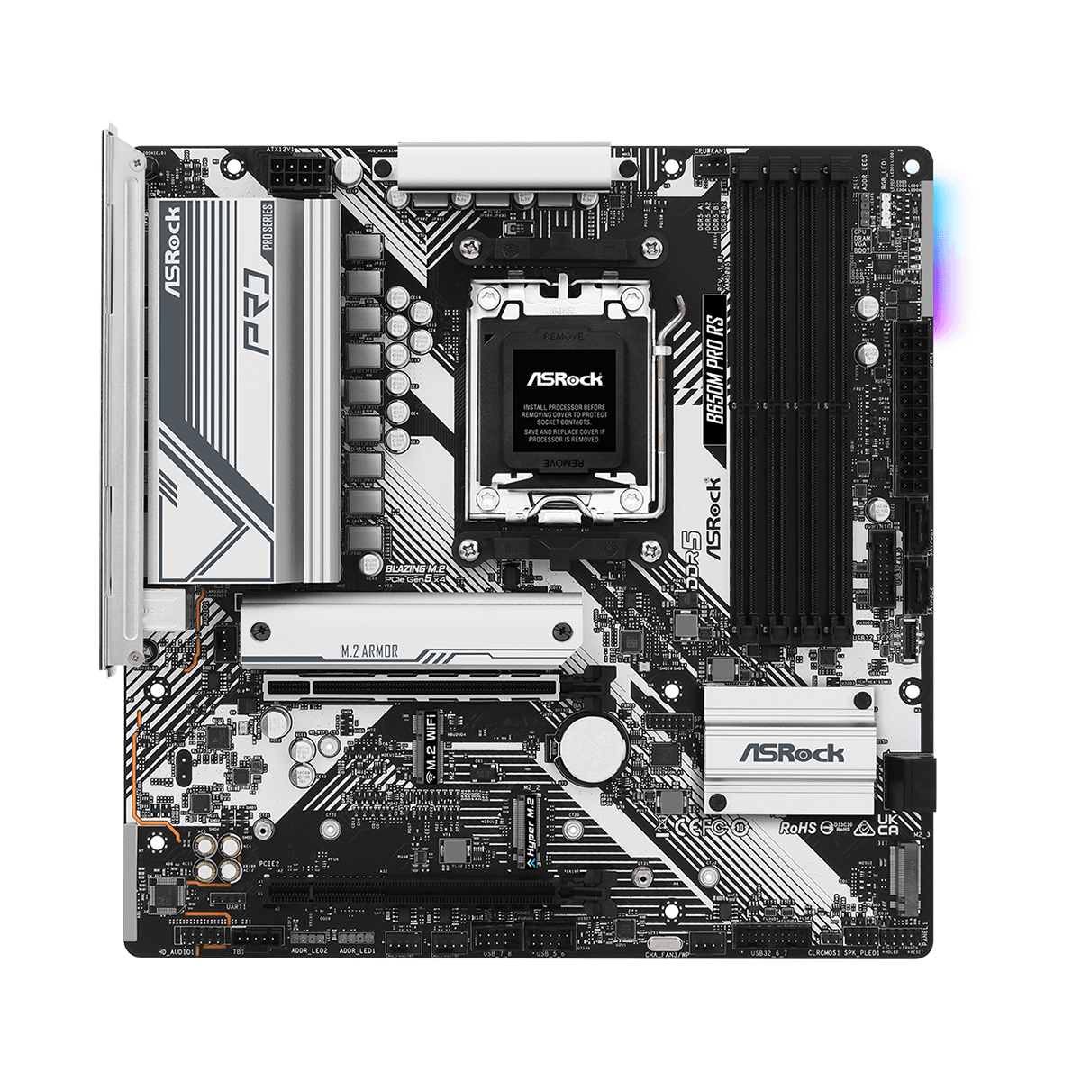 Placa Mãe ASRock B650M Pro RS, Chipset B650, AMD AM5, M-ATX, DDR5, 90-MXBLP0-A0UAYZ