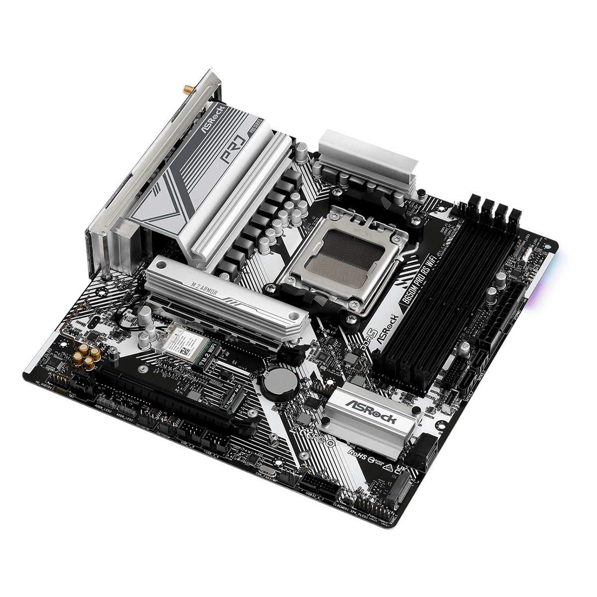 Placa Mãe ASRock B650M Pro RS WIFI, Chipset B650, AMD AM5, M-ATX, DDR5, 90-MXBLZ0-A0UAYZ - Open Box - MARCAS DE USO