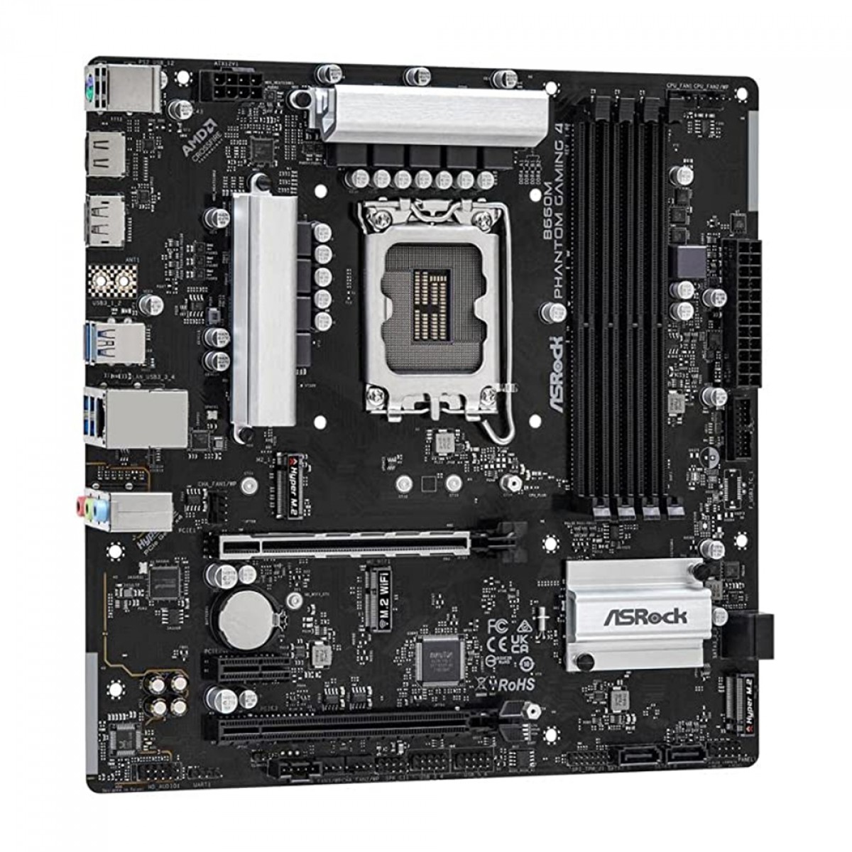 Placa Mãe AsRock B660M Phantom Gaming 4, Chipset B660, Intel LGA 1700, mATX, DDR4, 90-MXBIQ0-A0BAY1Z