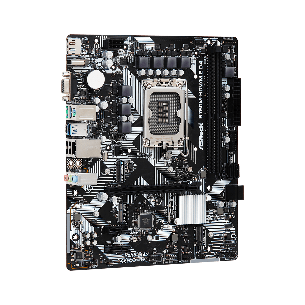 世界有名な Placa Mãe ASRock B760M-HDV/M.2 D4, Chipset B760, Intel LGA マザーボード