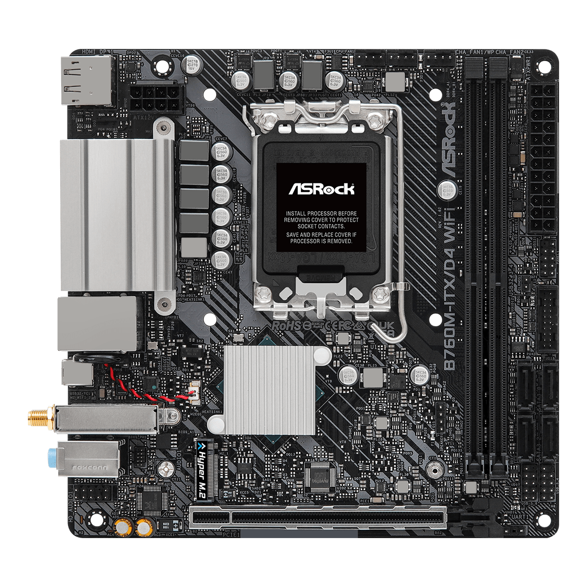 ASRock B760M-ITX/D4 WiFi マザーボード Placa Mãe ASRock B760M-ITX/D4 WiFi, Chipset B760, Intel LGA 1700