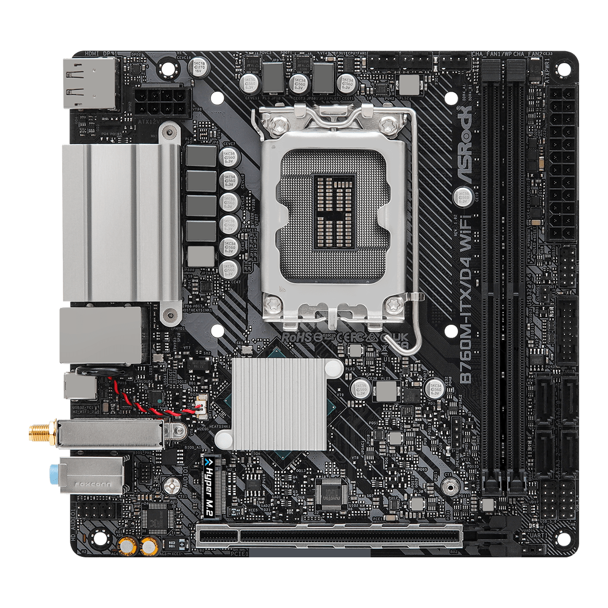 ASRock B760M-ITX/D4 WiFi マザーボード Placa Mãe ASRock B760M-ITX/D4 WiFi, Chipset B760, Intel LGA 1700