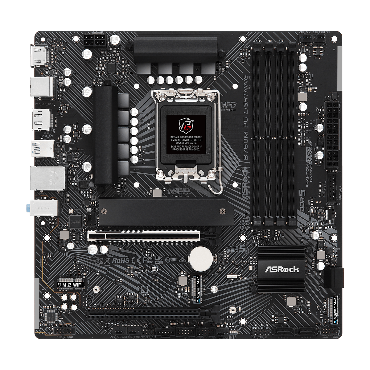 Placa Mãe ASRock B760M PG Lightning, Chipset B760, Intel LGA Placa Mãe ASRock B760M PG Lightning, Chipset B760, Intel LGA