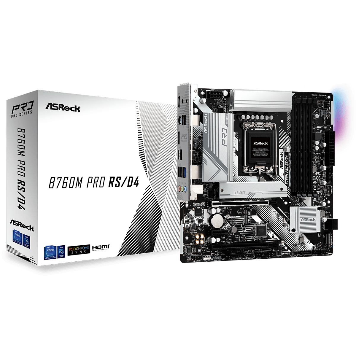 Placa Mãe ASRock B760M Pro RS/D4, Chipset B760, Intel LGA 1700, mATX, DDR4