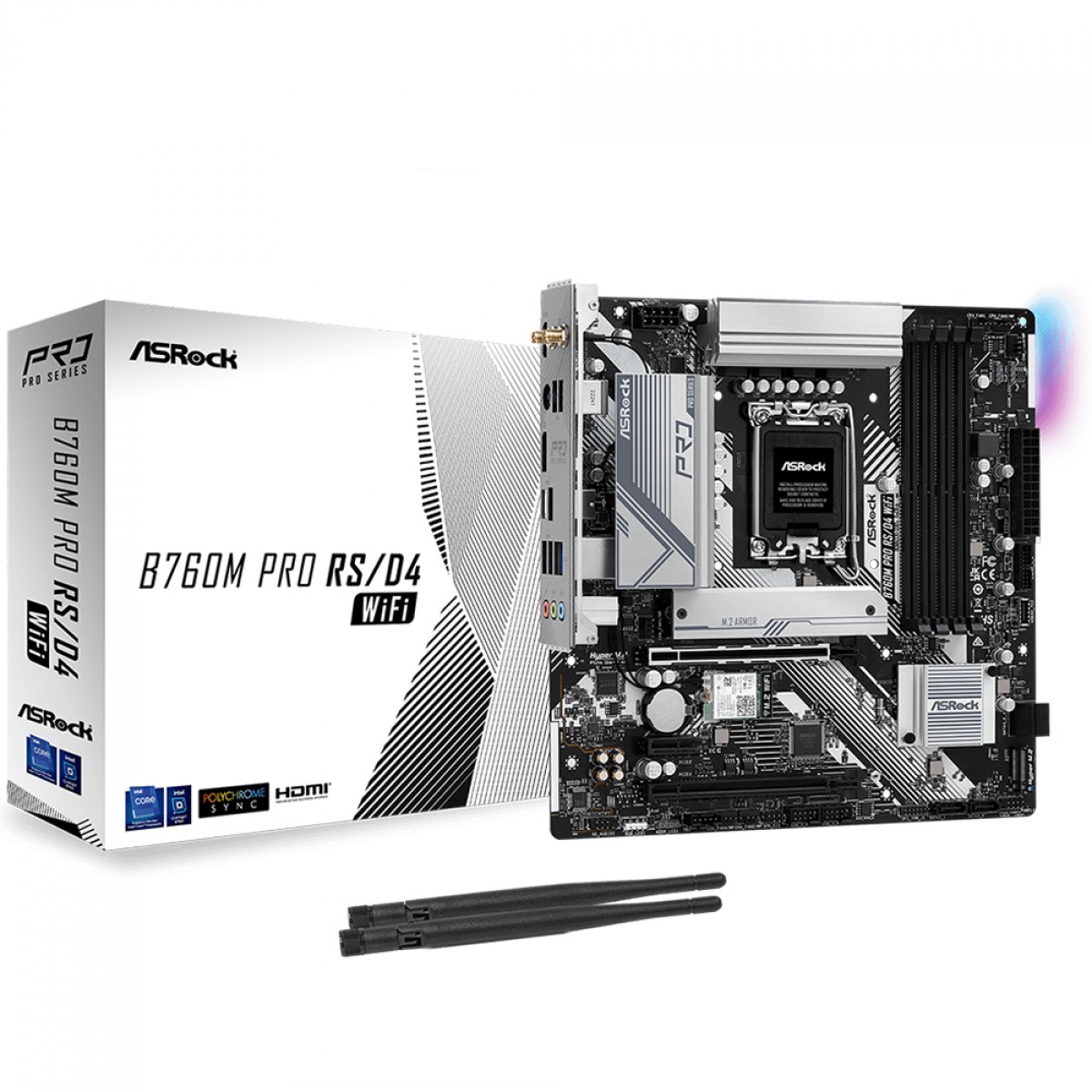 Placa Mãe ASRock B760M Pro RS/D4 WiFi, Chipset B760, Intel LGA