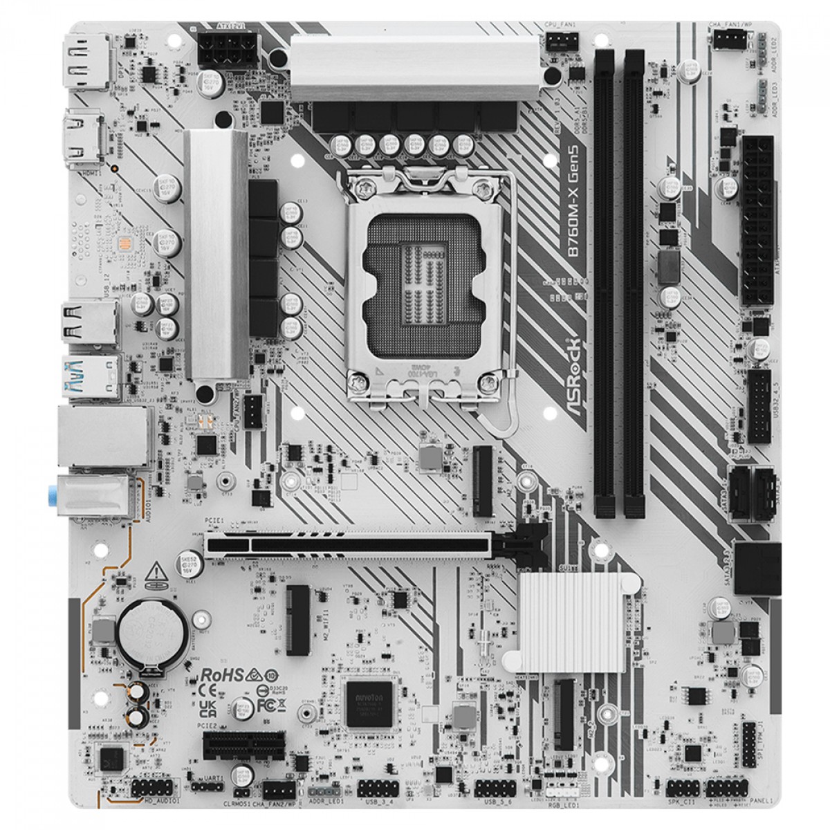 Placa Mãe ASRock B760M-X Gen5, Chipset B760, Intel LGA 1700, mATX, DDR5, White