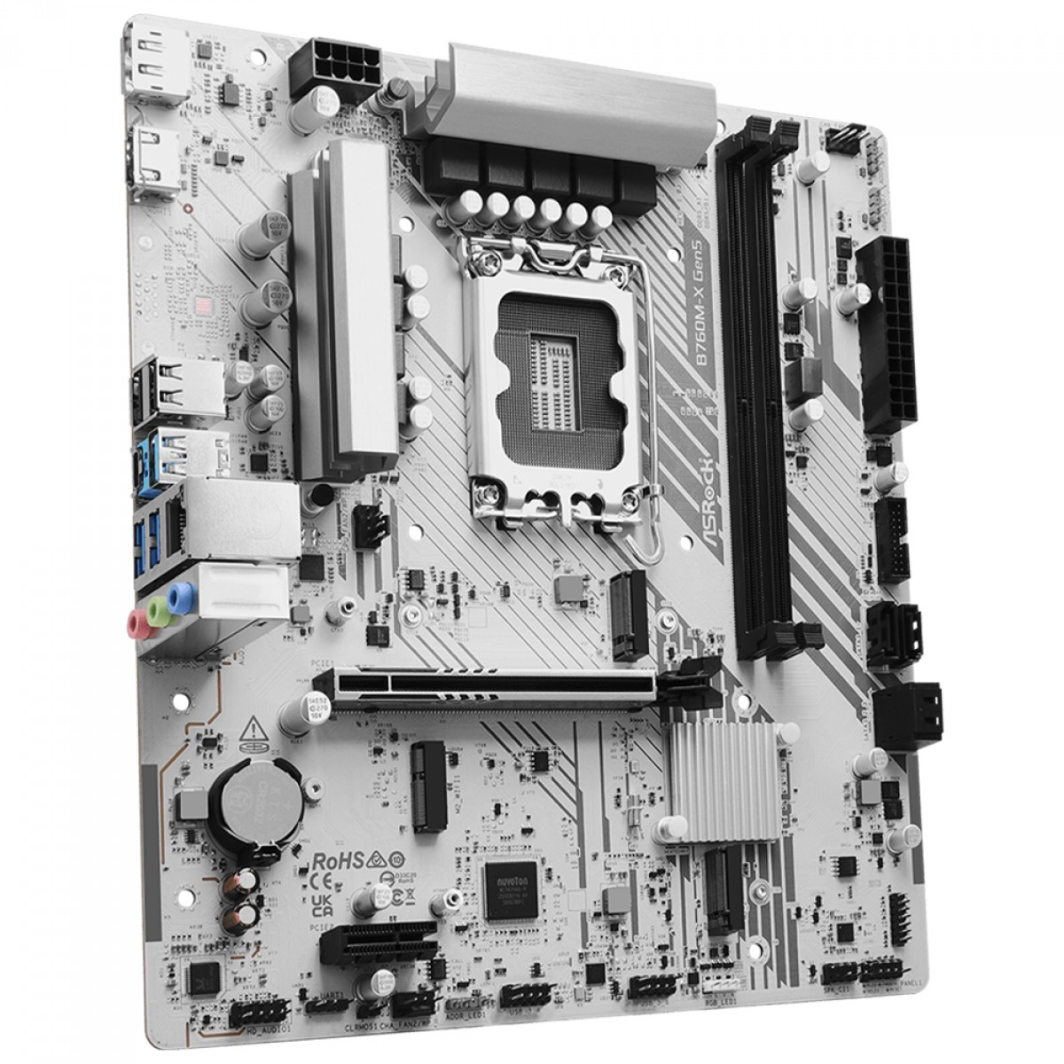 Placa Mãe ASRock B760M-X Gen5, Chipset B760, Intel LGA 1700, mATX, DDR5, White