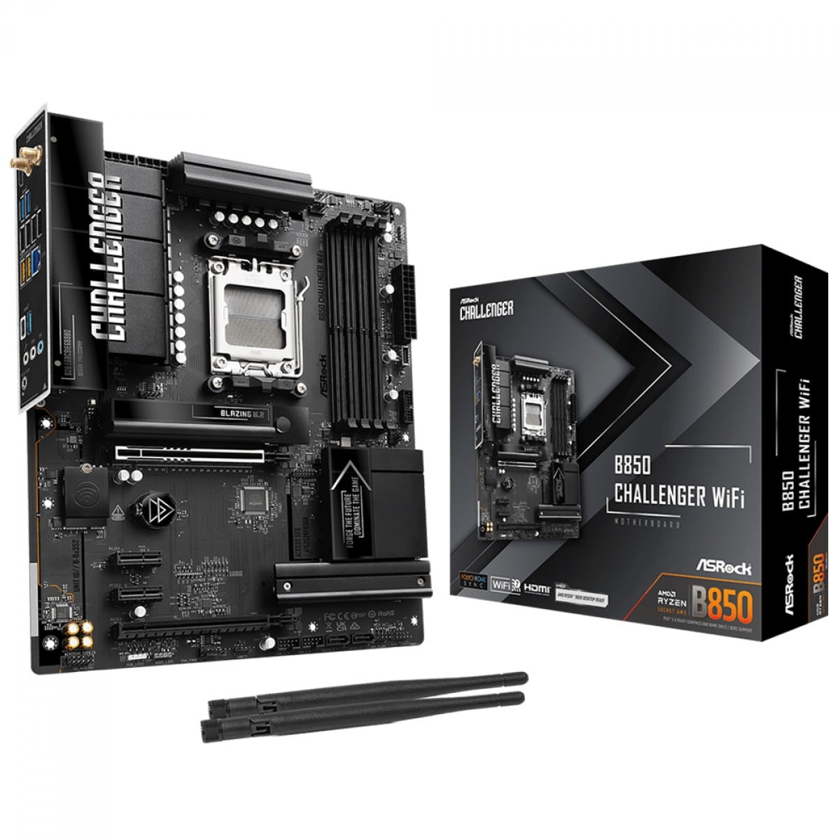 Placa Mãe ASRock B850 Challenger WiFi, Chipset B850, AMD AM5, ATX, DDR5