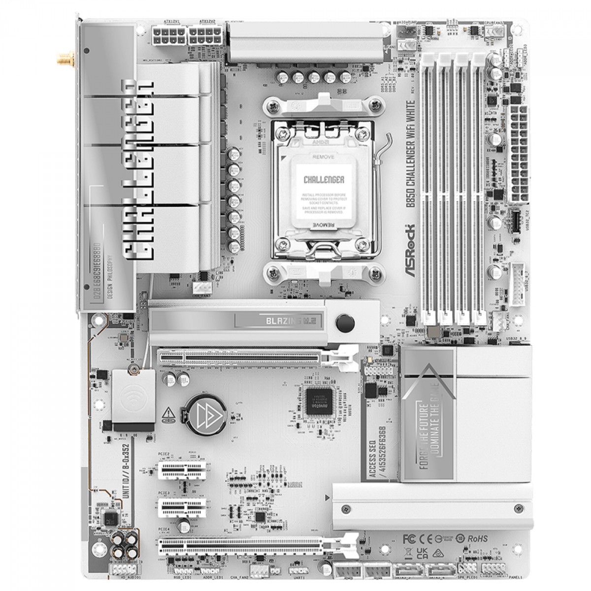 Placa Mãe ASRock B850 Challenger WiFi White, Chipset B850, AMD AM5, ATX, DDR5, Branco