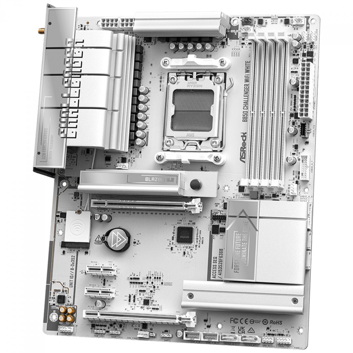 Placa Mãe ASRock B850 Challenger WiFi White, Chipset B850, AMD AM5, ATX, DDR5, Branco