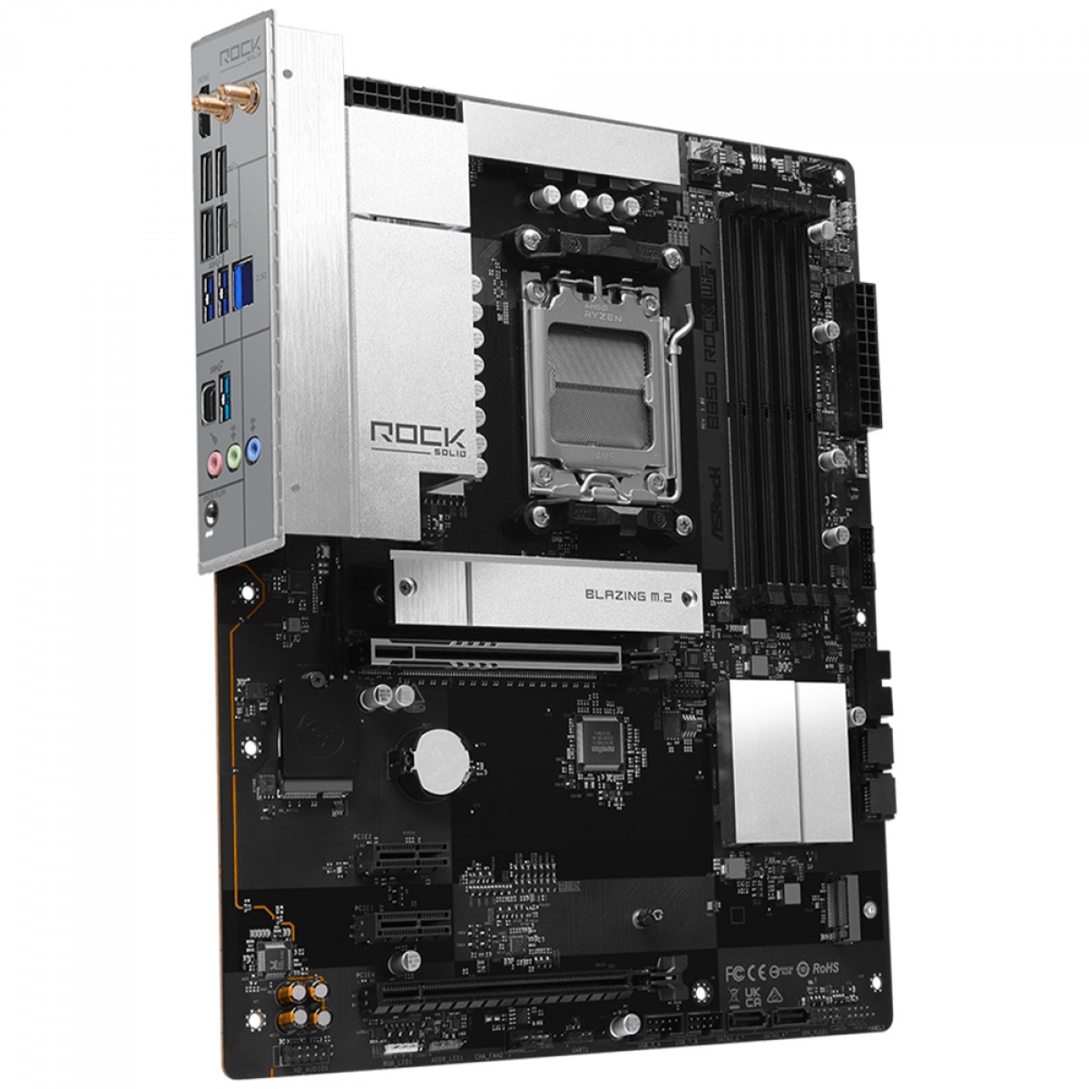 Placa Mãe ASRock B850 Rock WiFi 7, Chipset B850, AMD AM5, ATX, DDR5