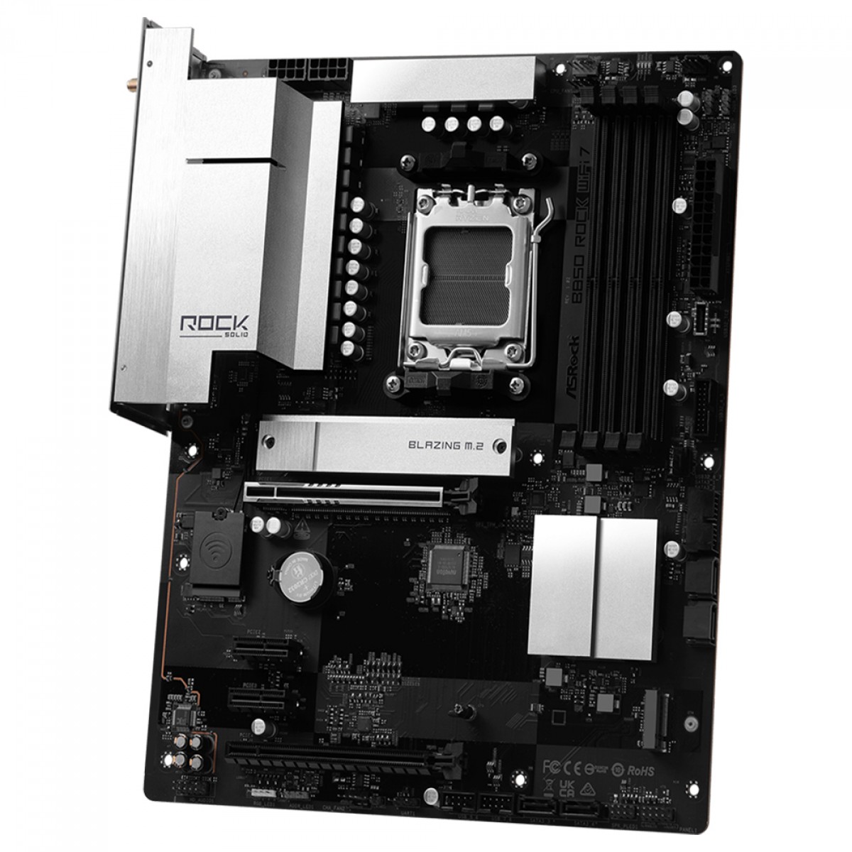 Placa Mãe ASRock B850 Rock WiFi 7, Chipset B850, AMD AM5, ATX, DDR5