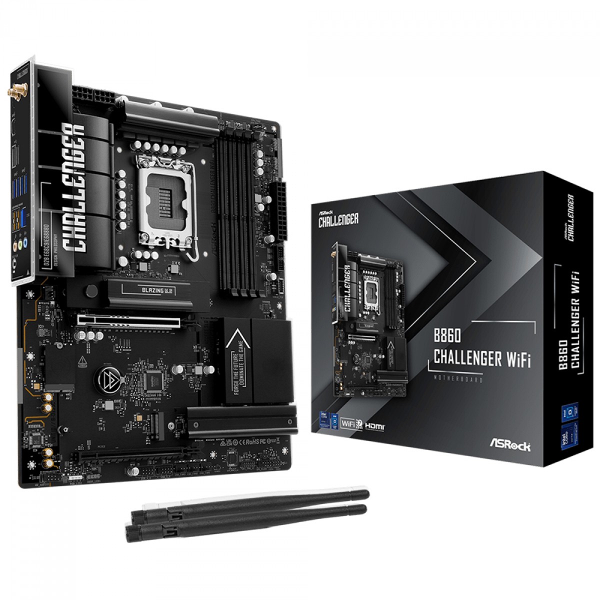 Placa Mãe ASRock B860 Challenger WiFi, Chipset B860, Intel LGA 1851, ATX, DDR5
