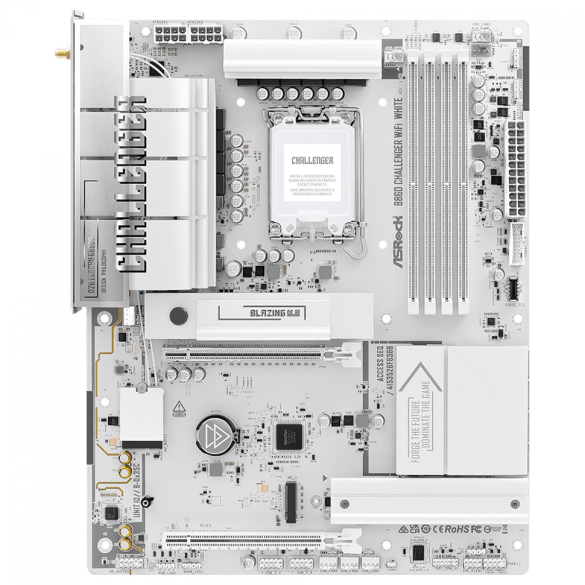Placa Mãe ASRock B860 Challenger WiFi White, Chipset B860, Intel LGA 1851, ATX, DDR5, Branco