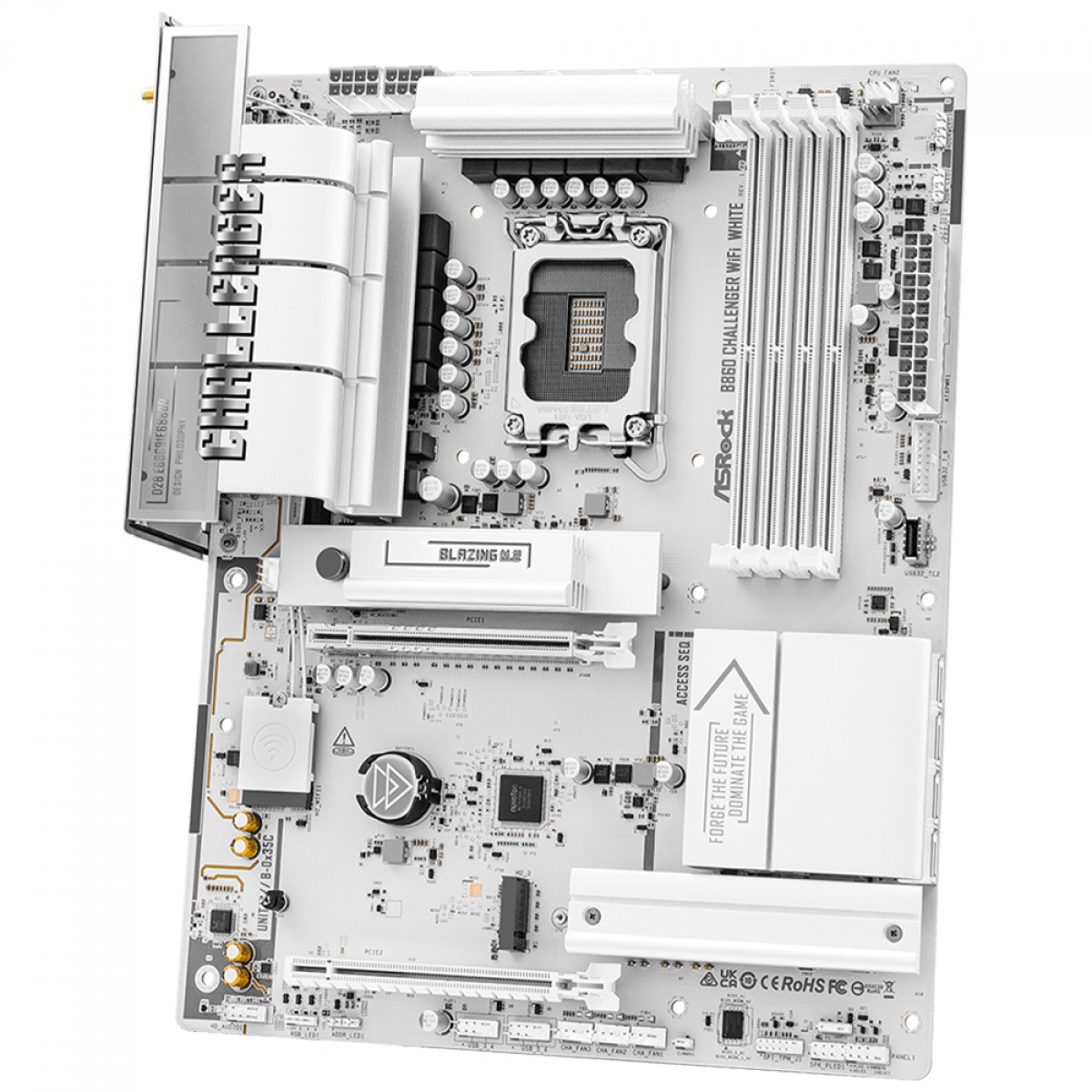 Placa Mãe ASRock B860 Challenger WiFi White, Chipset B860, Intel LGA 1851, ATX, DDR5, Branco