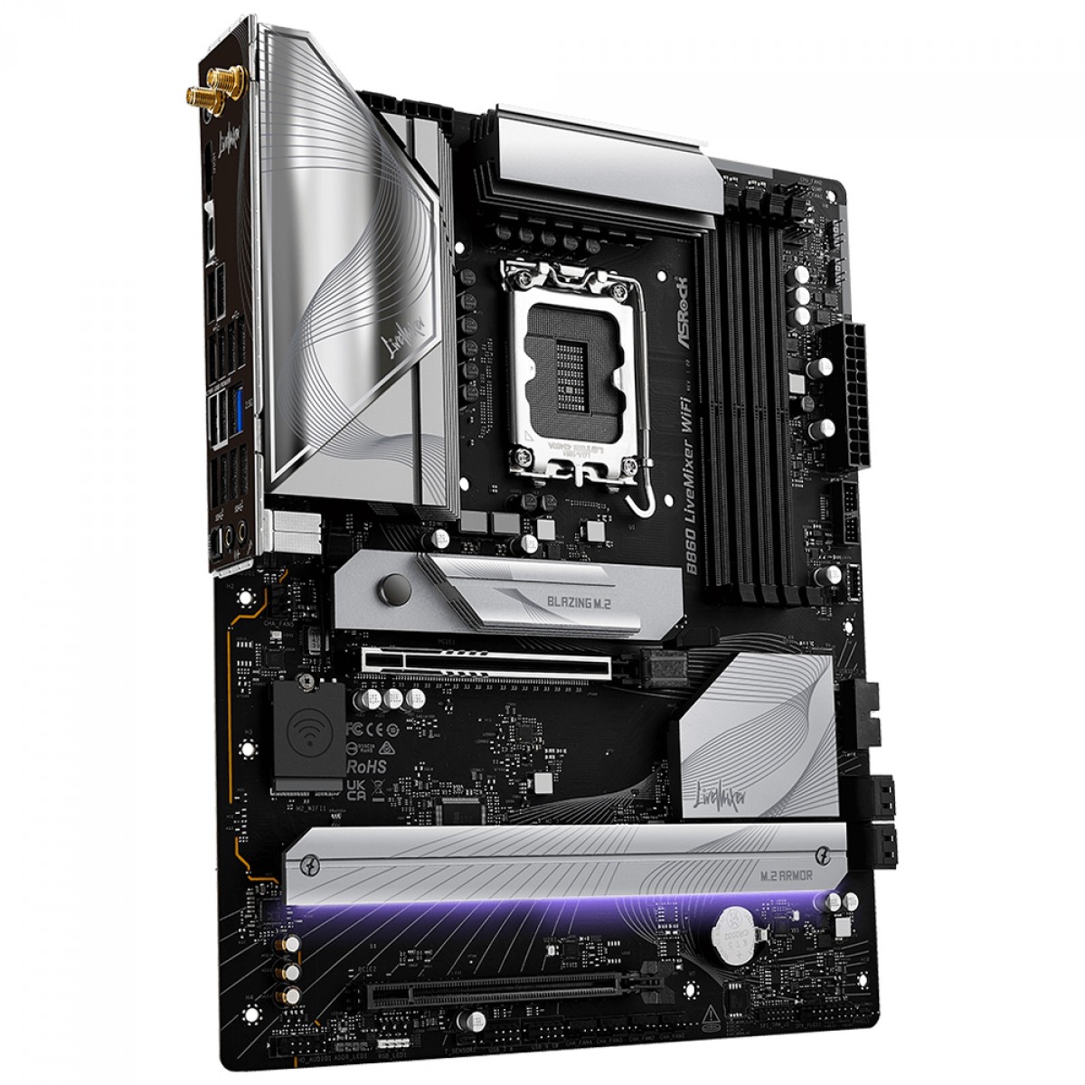 Placa Mãe ASRock B860 LiveMixer WiFi, Chipset B860, Intel LGA 1851, ATX, DDR5