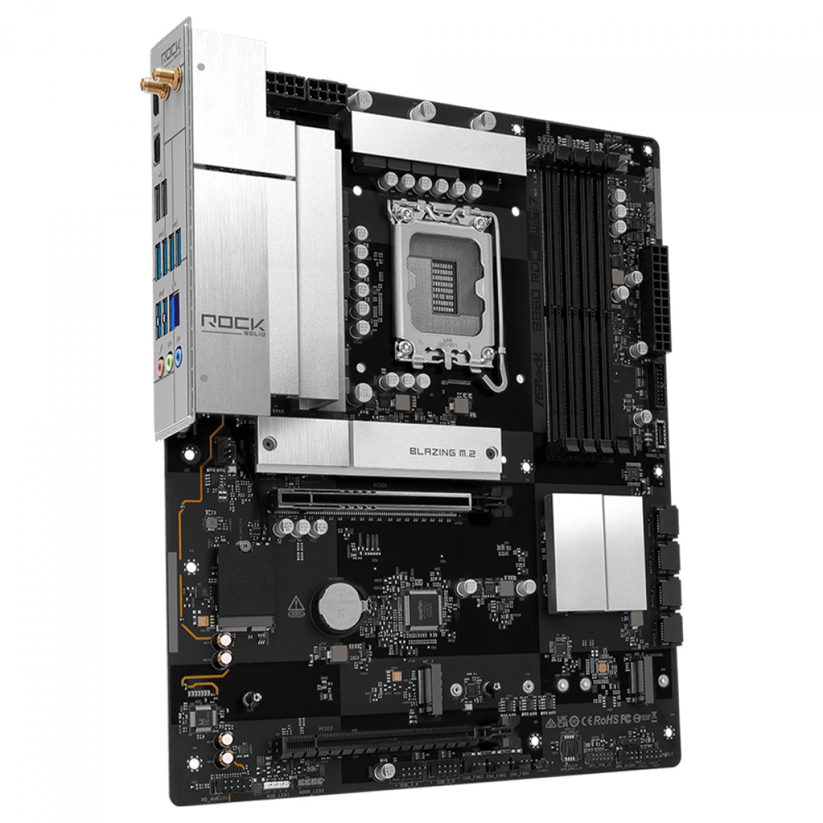 Placa Mãe ASRock B860 Rock WiFi 7, Chipset B860, Intel LGA 1851, ATX, DDR5