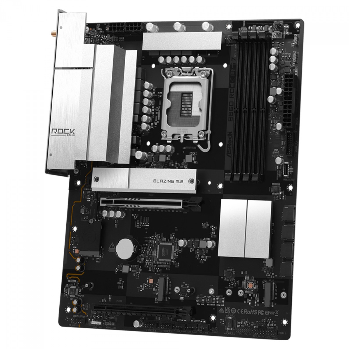 Placa Mãe ASRock B860 Rock WiFi 7, Chipset B860, Intel LGA 1851, ATX, DDR5