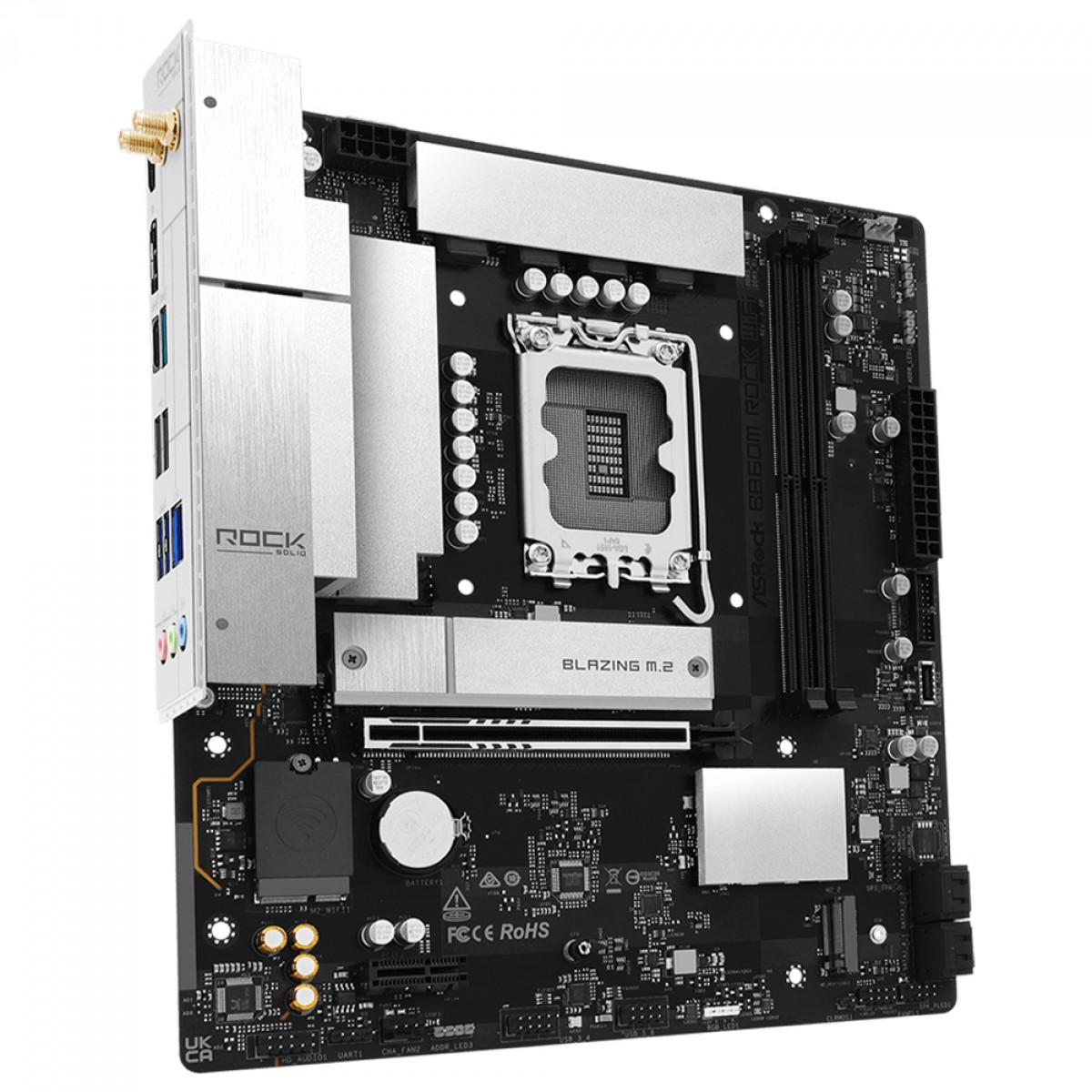 Placa Mãe ASRock B860M Rock WiFi, Chipset B860, Intel LGA 1851, mATX, DDR5