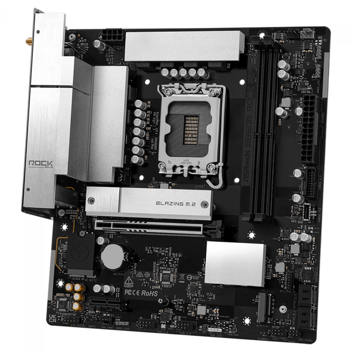 Placa Mãe ASRock B860M Rock WiFi, Chipset B860, Intel LGA 1851, mATX, DDR5