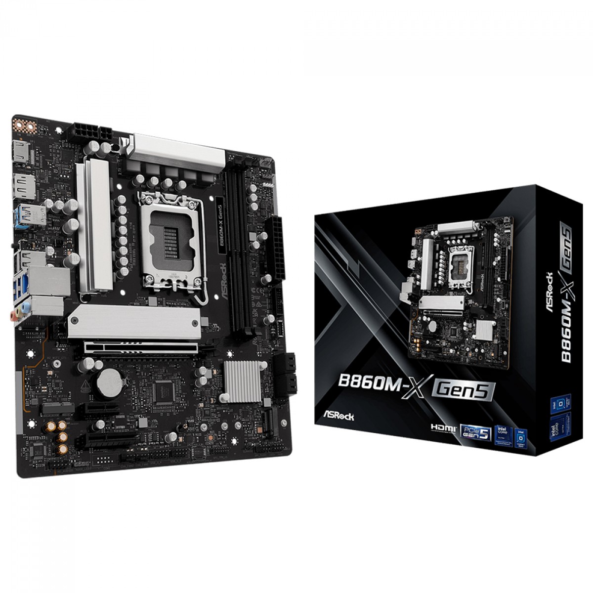 Placa Mãe ASRock B860M-X Gen5, Chipset B860, Intel LGA 1851, mATX, DDR5
