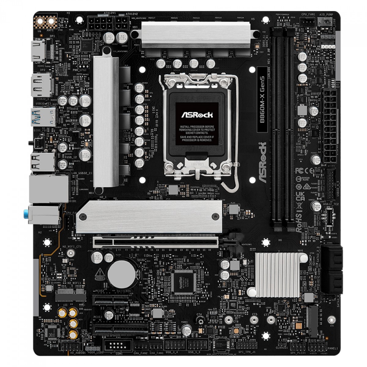 Placa Mãe ASRock B860M-X Gen5, Chipset B860, Intel LGA 1851, mATX, DDR5