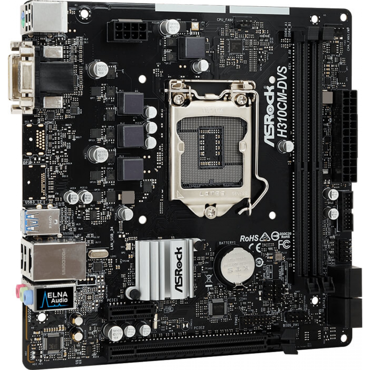 Placa Mãe ASRock H310CM-DVS, Chipset H310, Intel LGA 1151, mATX, DDR4, 90-MXB8K0-A0UAYZ