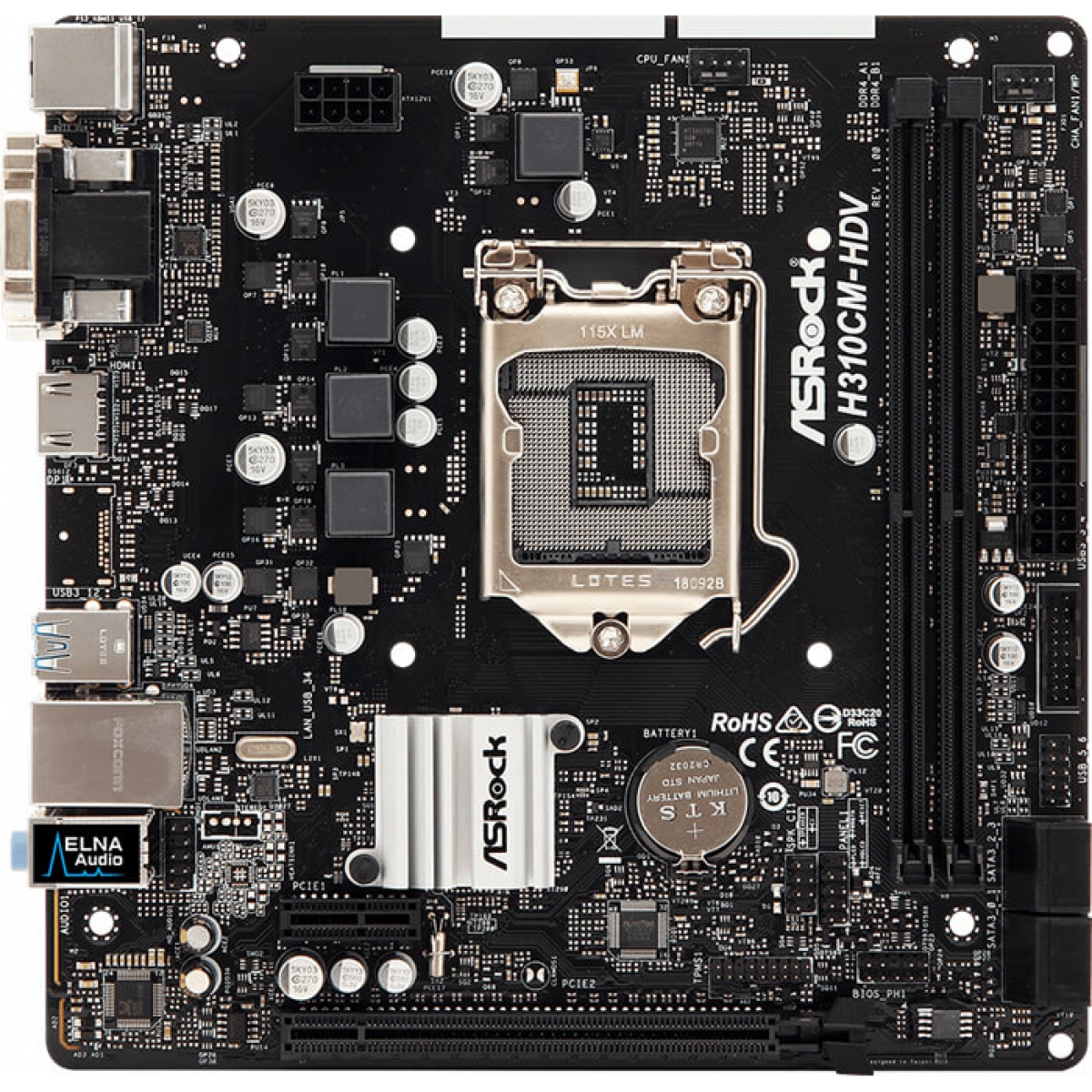 Placa Mãe ASRock H310CM-HDV, Chipset H310, Intel LGA 1151, mATX, DDR4
