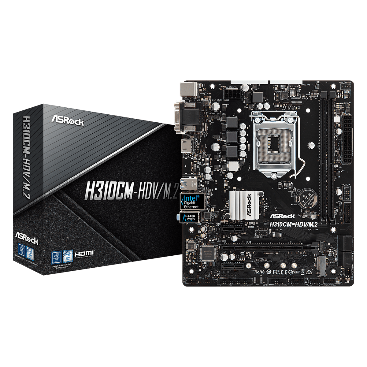 Placa Mãe ASRock H310CM-HDV/M.2, Chipset H310, Intel LGA 1151, mATX, DDR4, 90-MXB8M0-A0UAYZ