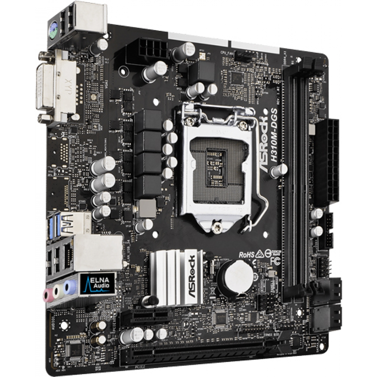 Placa Mãe ASRock H310M-DGS, Chipset H310, Intel LGA 1151, mATX, DDR4