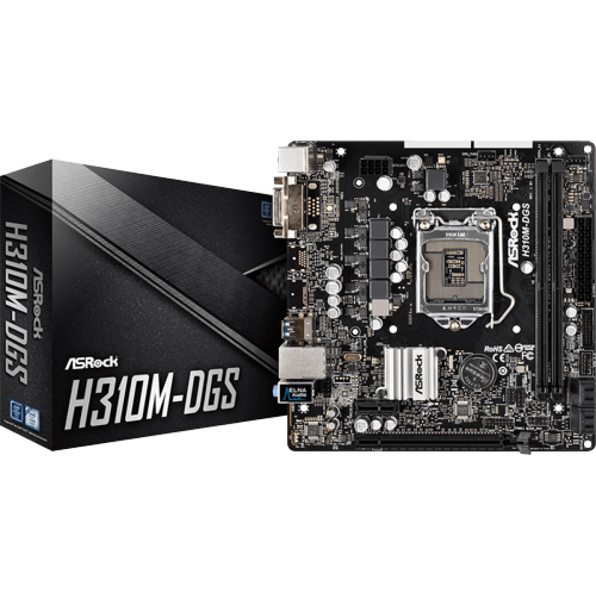 Placa Mãe ASRock H310M-DGS, Chipset H310, Intel LGA 1151, mATX, DDR4