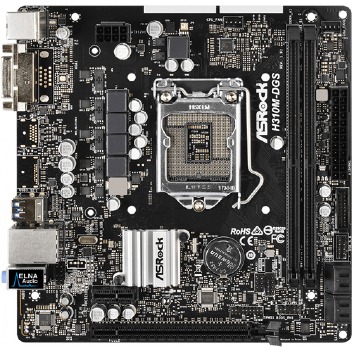 Placa Mãe ASRock H310M-DGS, Chipset H310, Intel LGA 1151, mATX, DDR4