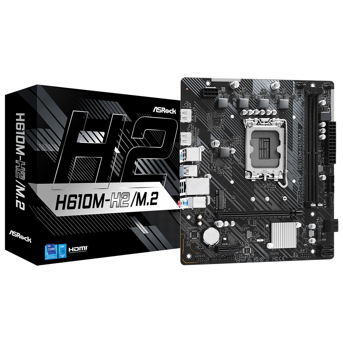 Placa Mãe ASRock H610M-H2/M.2, Chipset H610, Intel LGA 1700, mATX, DDR4, 90-MXBP70-A0UAYZ