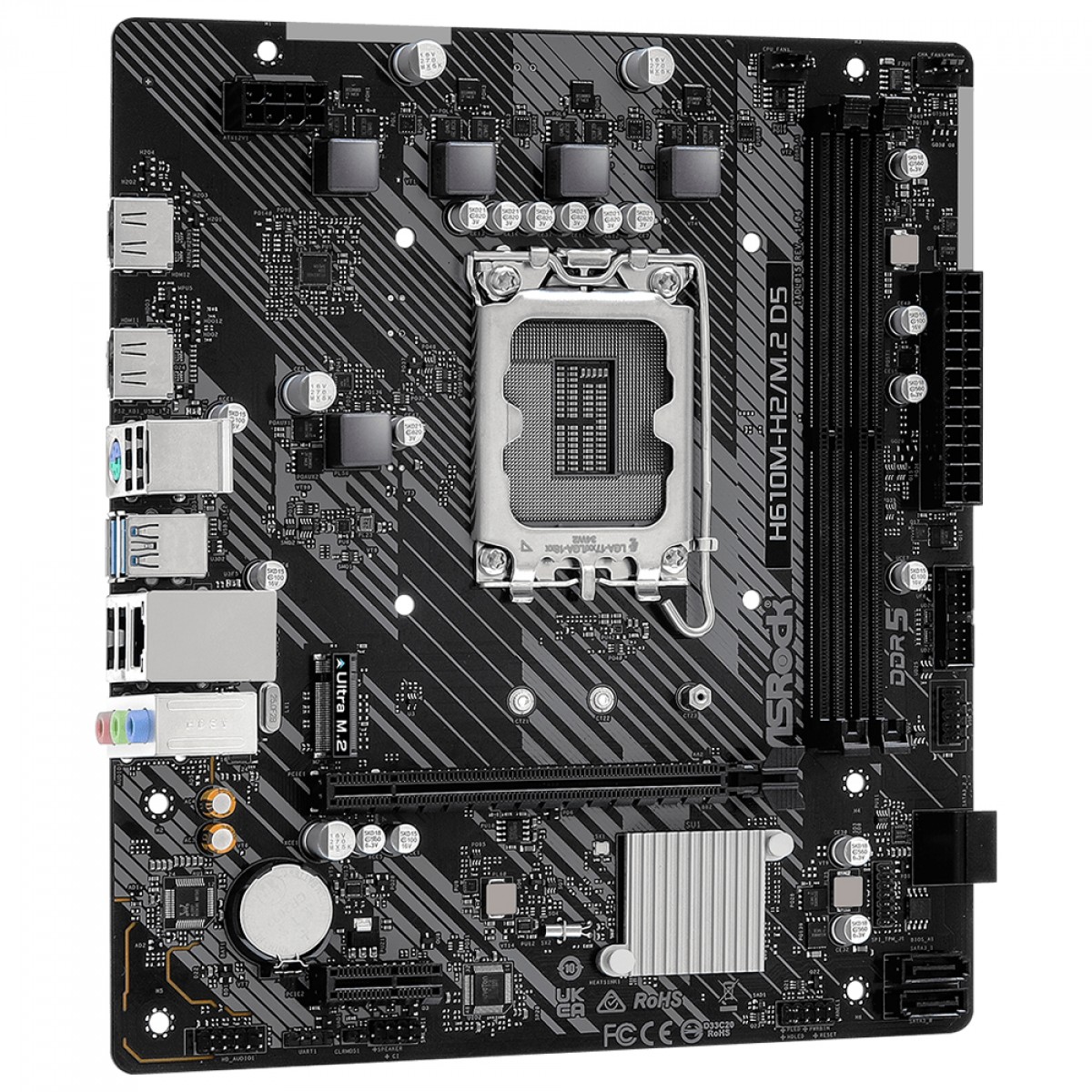 Placa Mãe ASRock H610M-H2/M.2 D5, Chipset H610, Intel LGA 1700, mATX, DDR5