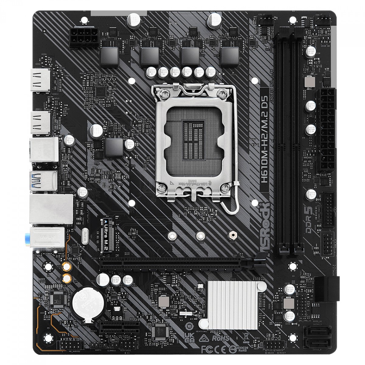 Placa Mãe ASRock H610M-H2/M.2 D5, Chipset H610, Intel LGA 1700, mATX, DDR5