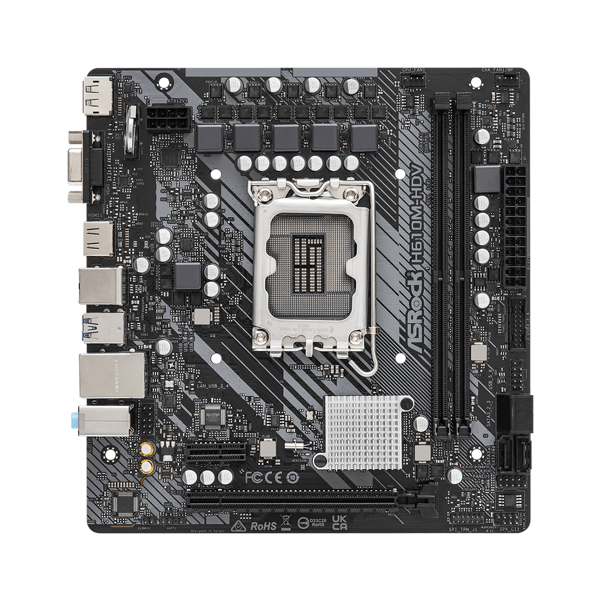 Placa Mãe ASRock H610M-HDV, Chipset H610, Intel LGA 1700, mATX, DDR4