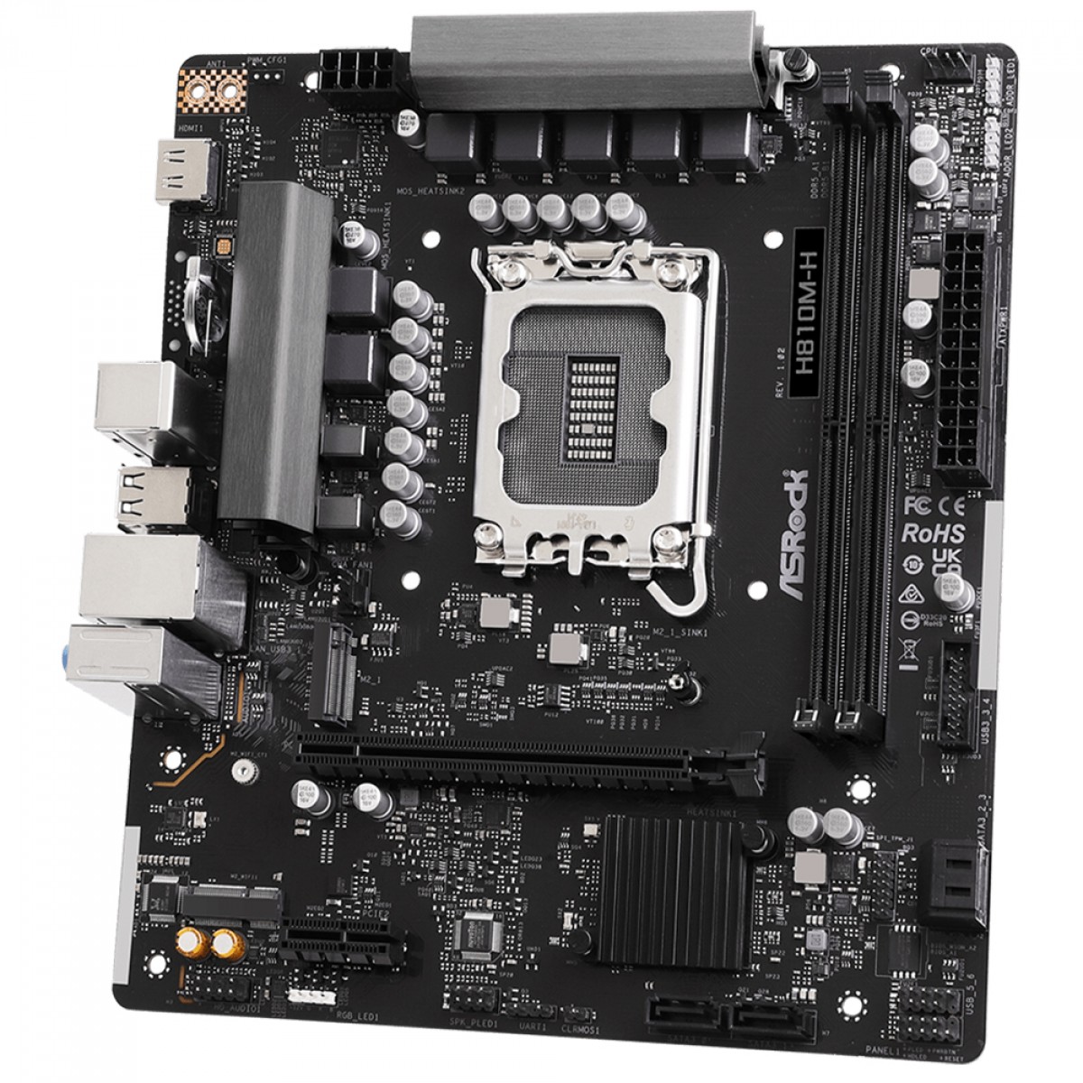 Placa Mãe ASRock H810M-H, Chipset H810, Intel LGA 1851, mATX, DDR5