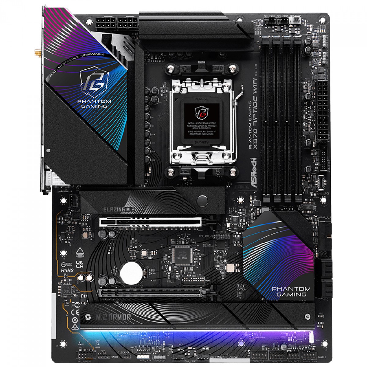 Placa Mãe ASRock Phantom Gaming X870 Riptide WiFi, Chipset X870, AMD AM5, ATX, DDR5