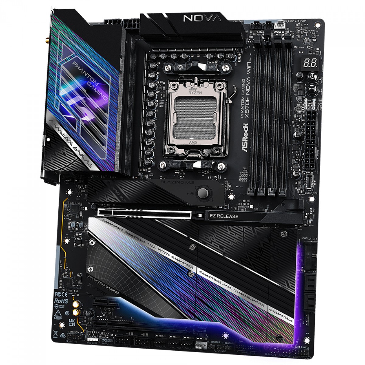 Placa Mãe ASRock Phantom Gaming X870E Nova WiFi, Chipset X870E, AMD AM5, ATX, DDR5