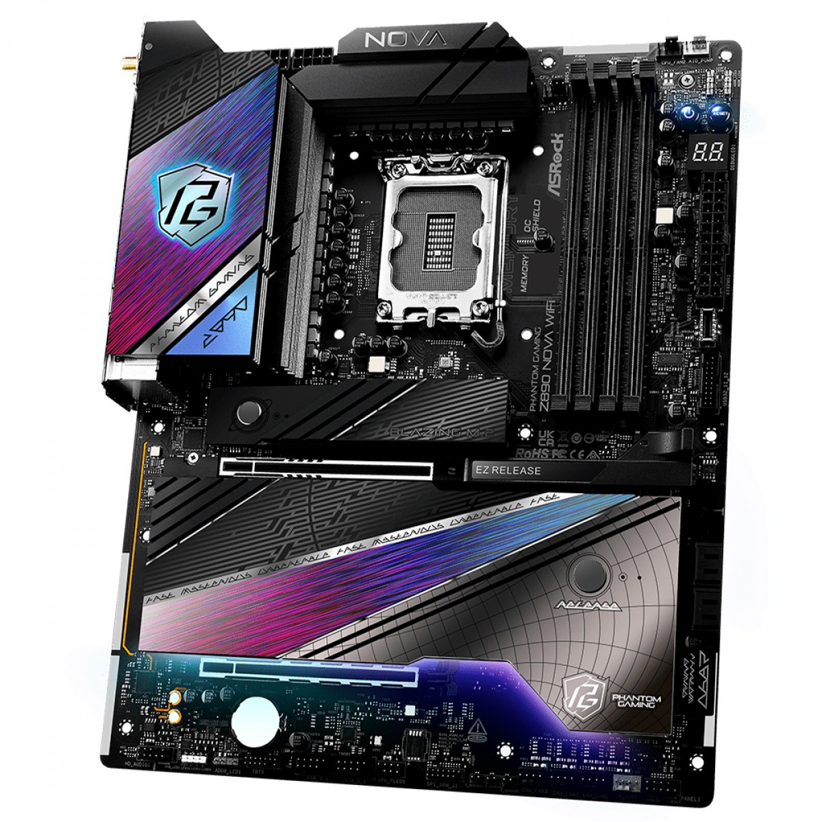 Placa Mãe ASRock Phantom Gaming Z890 Nova WiFi, Chipset Z890, Intel LGA 1851, ATX, DDR5