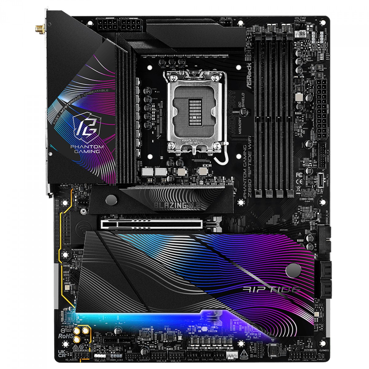 Placa Mãe ASRock Phantom Gaming Z890 Riptide WiFi, Chipset Z890, Intel LGA 1851, ATX, DDR5