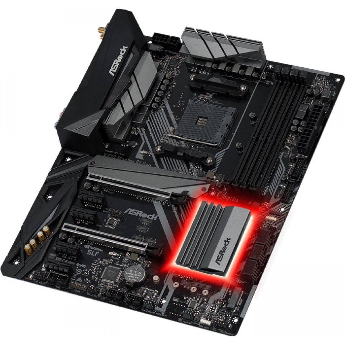 Placa Mãe ASRock X470 Master SLI/AC Wifi, Chipset X470, AMD AM4, ATX, DDR4