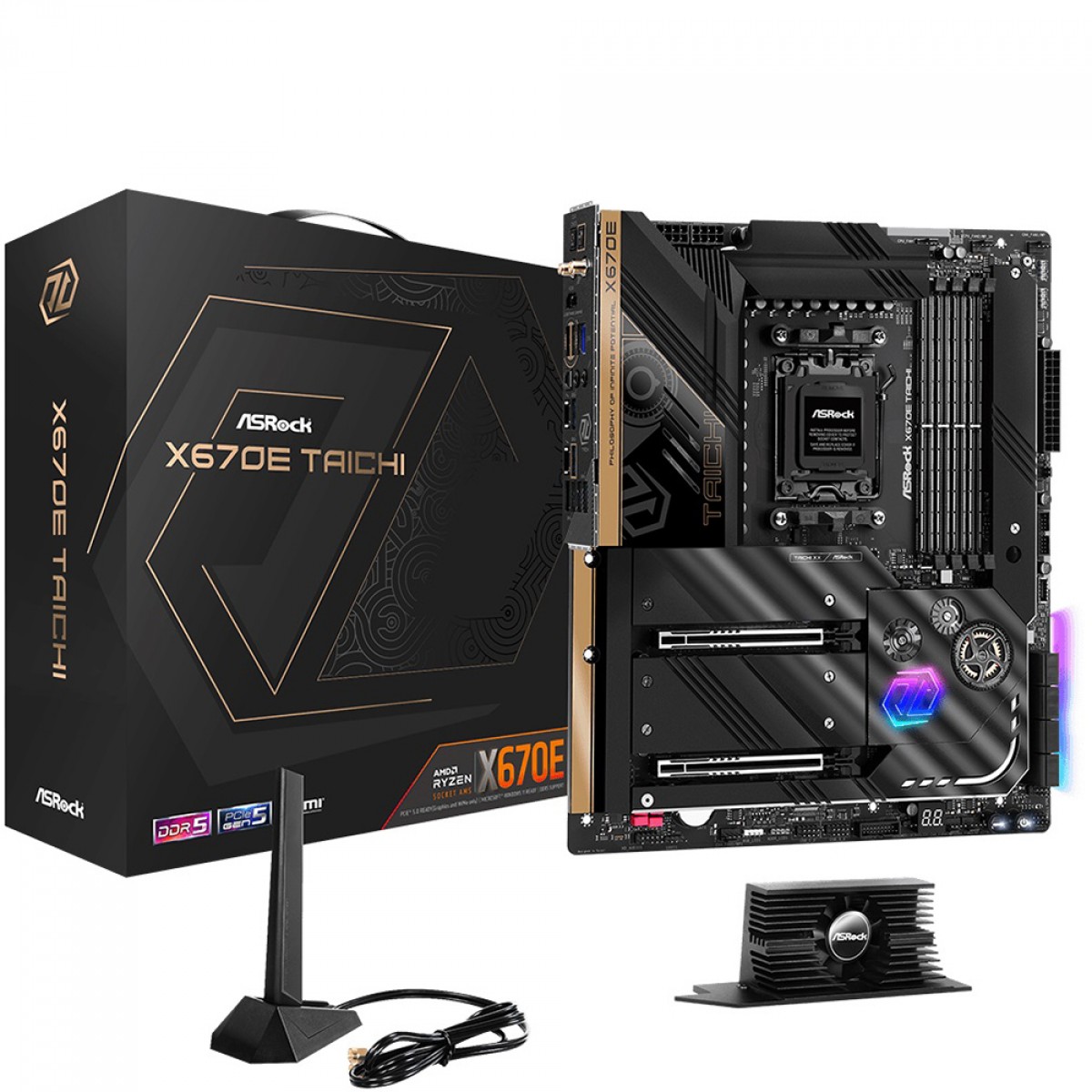 ASRock X670E Taichi マザーボード x870e b650 Placa Mãe ASRock X670E Taichi, WIFI, Chipset X670, ATX, AMD AM5, DDR5
