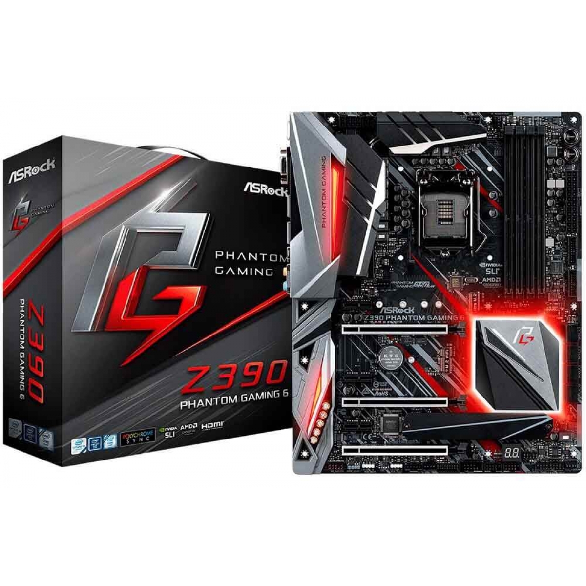 Placa Mãe ASRock Z390 Phantom Gaming 6, Chipset Z390, Intel LGA 1151, ATX, DDR4