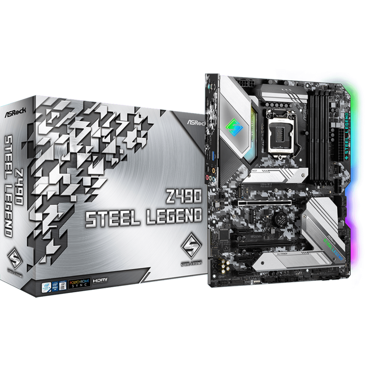 Placa Mãe AsRock Z490 Steel Legend, Chipset Z490, Intel LGA1200, ATX, DDR4