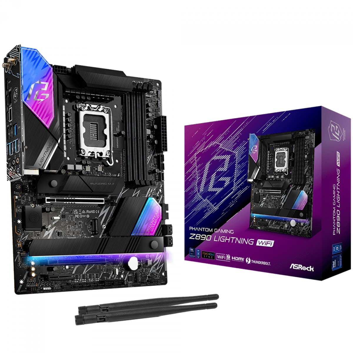 Placa Mãe ASRock Z890 PG Lightning WIFI, Chipset Z890, Intel LGA 1851, ATX, DDR5, 90-MXBPG0-A0UAYZ - Open Box