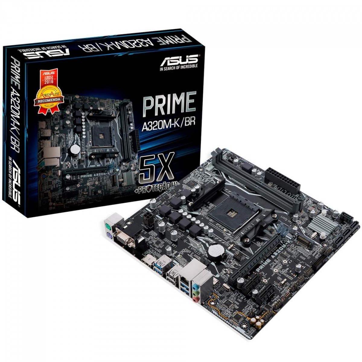 Placa Mãe Asus Prime A320M-K/BR, Chipset A320, AMD AM4, mATX, DDR4, 90MB0UW0-C1BAY0